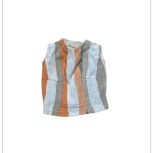 Vintage 1960s Barbie Ken Doll Snap Button Striped Cotton Top